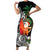 Polynesian Family Matching Short Sleeve Bodycon Dress and Hawaiian Shirt Tropical Santa - Plumeria Black Vintage