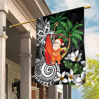 Polynesian Garden Flag Tropical Santa - Plumeria Black Vintage LT7 House Flag Black - Polynesian Pride