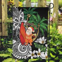Polynesian Garden Flag Tropical Santa - Plumeria Black Vintage LT7 Garden Flag Black - Polynesian Pride