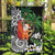 Polynesian Garden Flag Tropical Santa - Plumeria Black Vintage