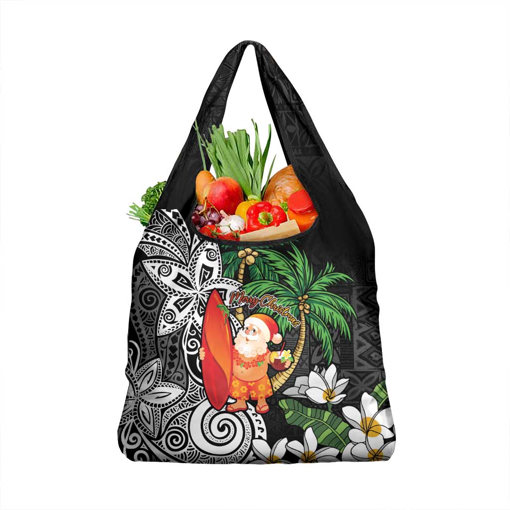 Polynesian Grocery Bag Tropical Santa - Plumeria Black Vintage LT7 1-pack One Size Black - Polynesian Pride