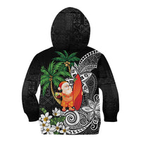 Polynesian Kid Hoodie Tropical Santa - Plumeria Black Vintage LT7 - Polynesian Pride