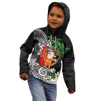 Polynesian Kid Hoodie Tropical Santa - Plumeria Black Vintage LT7 - Polynesian Pride