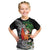 Polynesian Kid T Shirt Tropical Santa - Plumeria Black Vintage