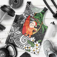 Polynesian Men Tank Top Tropical Santa - Plumeria Black Vintage LT7 - Polynesian Pride
