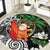 Polynesian Round Carpet Tropical Santa - Plumeria Black Vintage