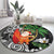 Polynesian Round Carpet Tropical Santa - Plumeria Black Vintage