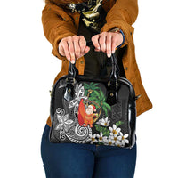 Polynesian Shoulder Handbag Tropical Santa - Plumeria Black Vintage LT7 One Size Black - Polynesian Pride