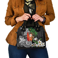 Polynesian Shoulder Handbag Tropical Santa - Plumeria Black Vintage LT7 - Polynesian Pride