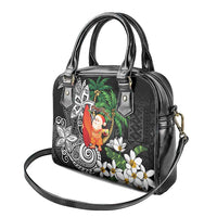Polynesian Shoulder Handbag Tropical Santa - Plumeria Black Vintage LT7 - Polynesian Pride