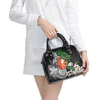 Polynesian Shoulder Handbag Tropical Santa - Plumeria Black Vintage LT7 - Polynesian Pride
