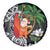 Polynesian Spare Tire Cover Tropical Santa - Plumeria Black Vintage