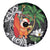 Polynesian Spare Tire Cover Tropical Santa - Plumeria Black Vintage