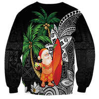 Polynesian Sweatshirt Tropical Santa - Plumeria Black Vintage LT7 - Polynesian Pride