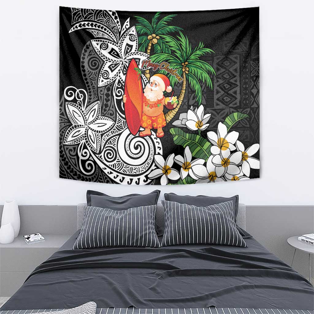 Polynesian Tapestry Tropical Santa - Plumeria Black Vintage LT7 - Polynesian Pride