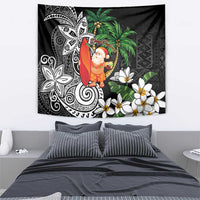 Polynesian Tapestry Tropical Santa - Plumeria Black Vintage LT7 - Polynesian Pride