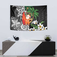 Polynesian Tapestry Tropical Santa - Plumeria Black Vintage LT7 - Polynesian Pride