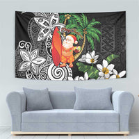 Polynesian Tapestry Tropical Santa - Plumeria Black Vintage LT7 - Polynesian Pride