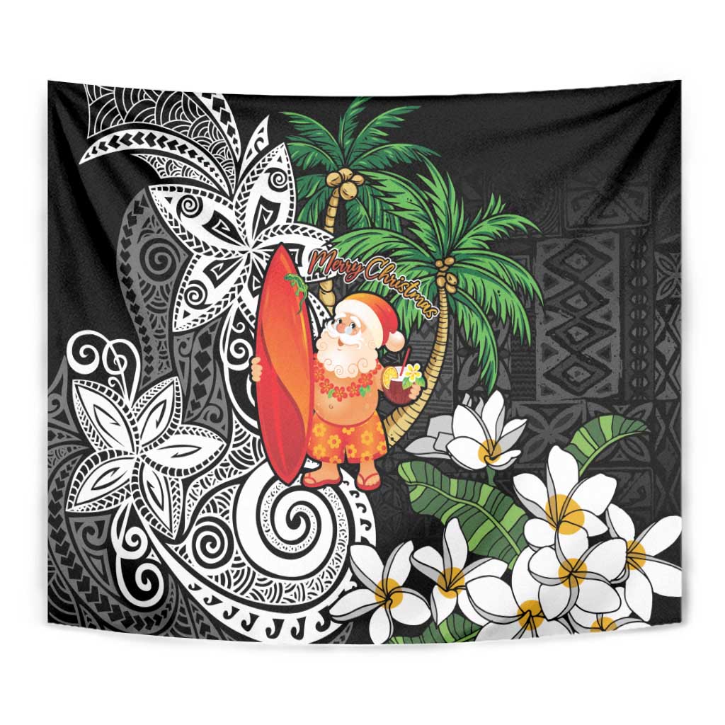 Polynesian Tapestry Tropical Santa - Plumeria Black Vintage LT7 - Polynesian Pride