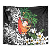 Polynesian Tapestry Tropical Santa - Plumeria Black Vintage LT7 - Polynesian Pride