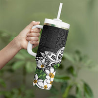 Polynesian Tumbler With Handle Tropical Santa - Plumeria Black Vintage LT7 - Polynesian Pride