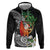 Polynesian Zip Hoodie Tropical Santa - Plumeria Black Vintage