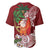 Polynesian Baseball Jersey Tropical Santa - Plumeria Red Vintage