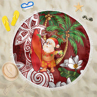 Polynesian Beach Blanket Tropical Santa - Plumeria Red Vintage LT7 One Size 150cm Red - Polynesian Pride