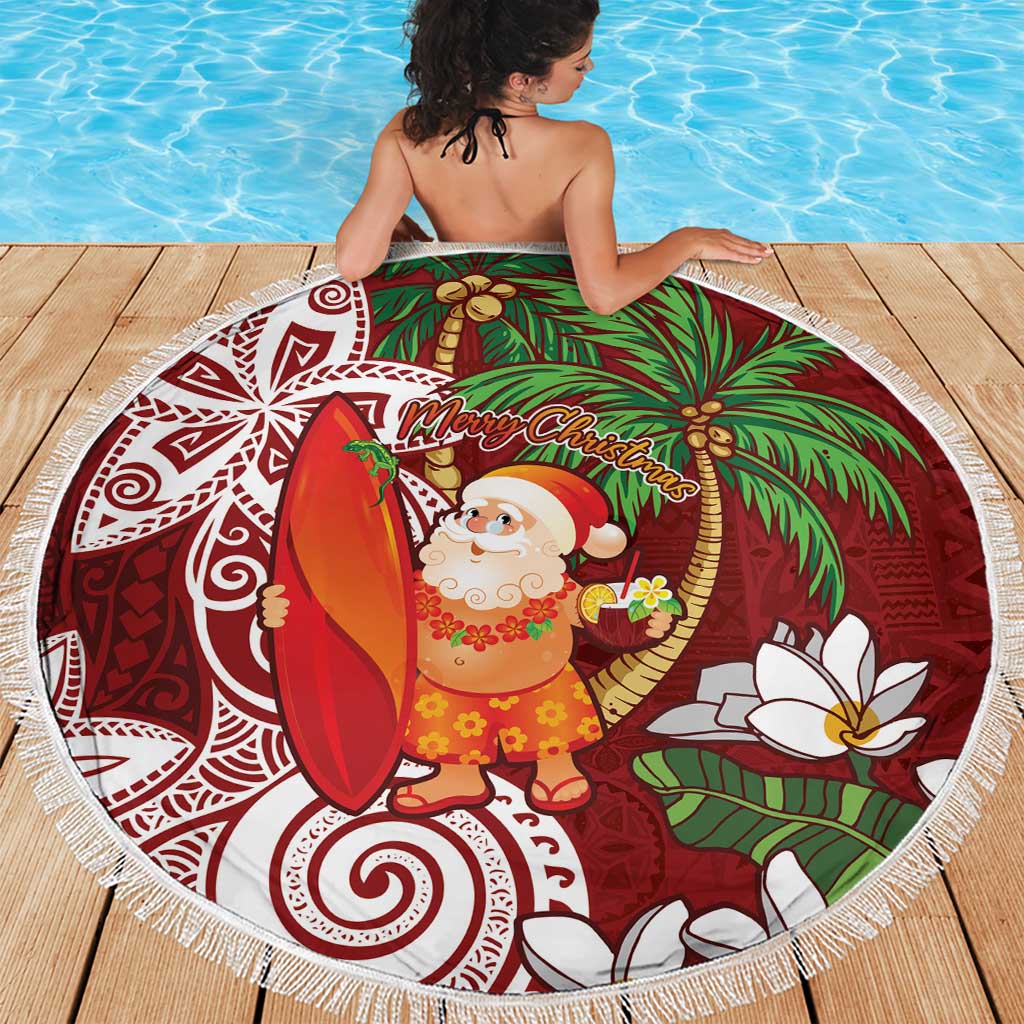 Polynesian Beach Blanket Tropical Santa - Plumeria Red Vintage LT7 - Polynesian Pride