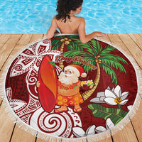 Polynesian Beach Blanket Tropical Santa - Plumeria Red Vintage LT7 - Polynesian Pride