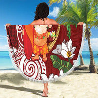 Polynesian Beach Blanket Tropical Santa - Plumeria Red Vintage LT7 - Polynesian Pride