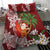 Polynesian Bedding Set Tropical Santa - Plumeria Red Vintage