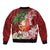 Polynesian Bomber Jacket Tropical Santa - Plumeria Red Vintage