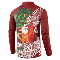 Polynesian Button Sweatshirt Tropical Santa - Plumeria Red Vintage LT7 - Polynesian Pride