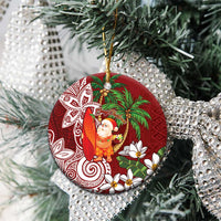 Polynesian Ceramic Ornament Tropical Santa - Plumeria Red Vintage LT7 - Polynesian Pride