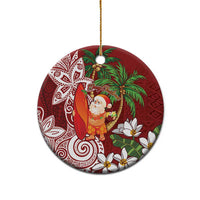 Polynesian Ceramic Ornament Tropical Santa - Plumeria Red Vintage LT7 - Polynesian Pride