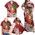 Polynesian Family Matching Off Shoulder Maxi Dress and Hawaiian Shirt Tropical Santa - Plumeria Red Vintage