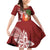 Polynesian Family Matching Off Shoulder Short Dress and Hawaiian Shirt Tropical Santa - Plumeria Red Vintage