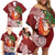 Polynesian Family Matching Off Shoulder Short Dress and Hawaiian Shirt Tropical Santa - Plumeria Red Vintage