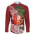 Polynesian Family Matching Puletasi and Hawaiian Shirt Tropical Santa - Plumeria Red Vintage