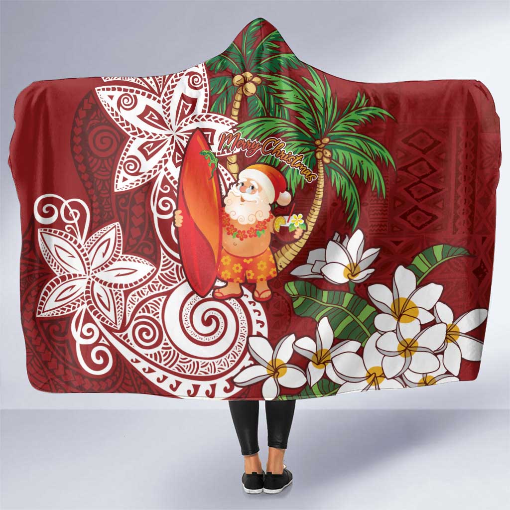 Polynesian Hooded Blanket Tropical Santa - Plumeria Red Vintage LT7 One Size Red - Polynesian Pride