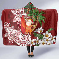 Polynesian Hooded Blanket Tropical Santa - Plumeria Red Vintage LT7 One Size Red - Polynesian Pride