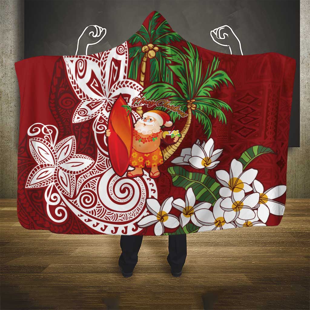 Polynesian Hooded Blanket Tropical Santa - Plumeria Red Vintage LT7 - Polynesian Pride