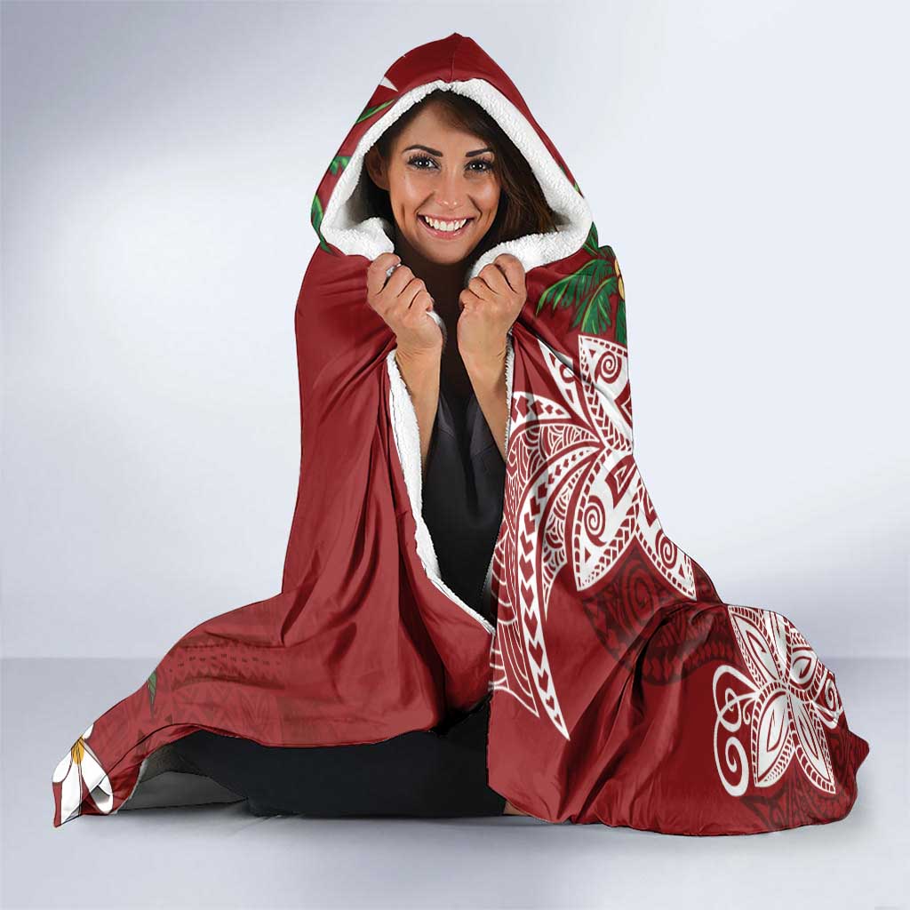 Polynesian Hooded Blanket Tropical Santa - Plumeria Red Vintage LT7 - Polynesian Pride
