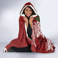 Polynesian Hooded Blanket Tropical Santa - Plumeria Red Vintage LT7 - Polynesian Pride