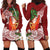 Polynesian Hoodie Dress Tropical Santa - Plumeria Red Vintage