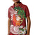 Polynesian Kid Polo Shirt Tropical Santa - Plumeria Red Vintage