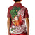 Polynesian Kid Polo Shirt Tropical Santa - Plumeria Red Vintage