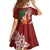 Polynesian Kid Short Sleeve Dress Tropical Santa - Plumeria Red Vintage