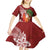 Polynesian Kid Short Sleeve Dress Tropical Santa - Plumeria Red Vintage